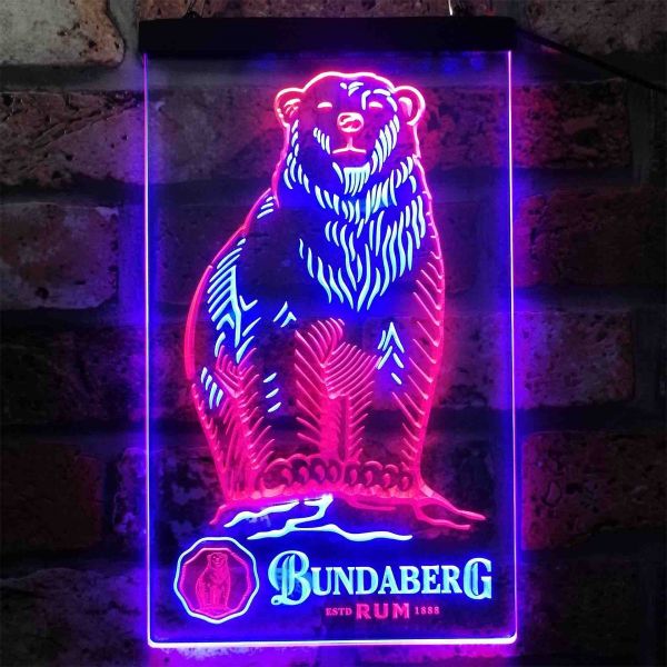 Bundaberg Rum Bear - Logo Dual LED Neon Light Sign